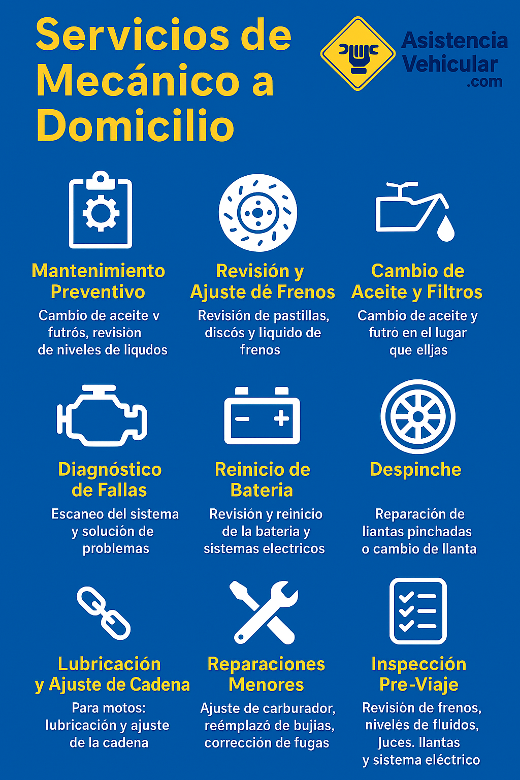 Servicios de mecánico a domicilio