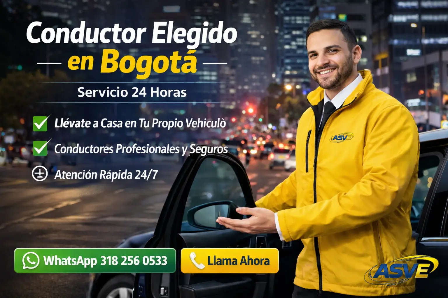 conductor elegido en bogotá servicio 24 horas transporte seguro en carro con conductor profesional